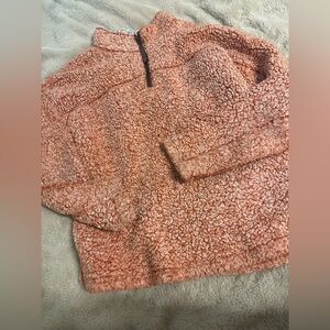 TRUE GRIT Pebble Pile Fleece 1/2 zip Pullover ORANGE Men's SMALL